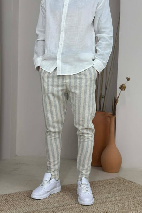 BELT DETAIL LINES DESIGN MEN PANTS GREY/GRI - 3