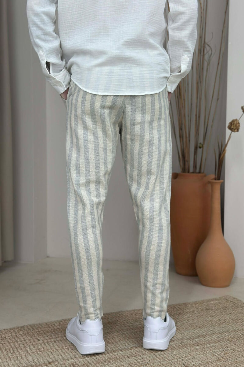BELT DETAIL LINES DESIGN MEN PANTS GREY/GRI - 4
