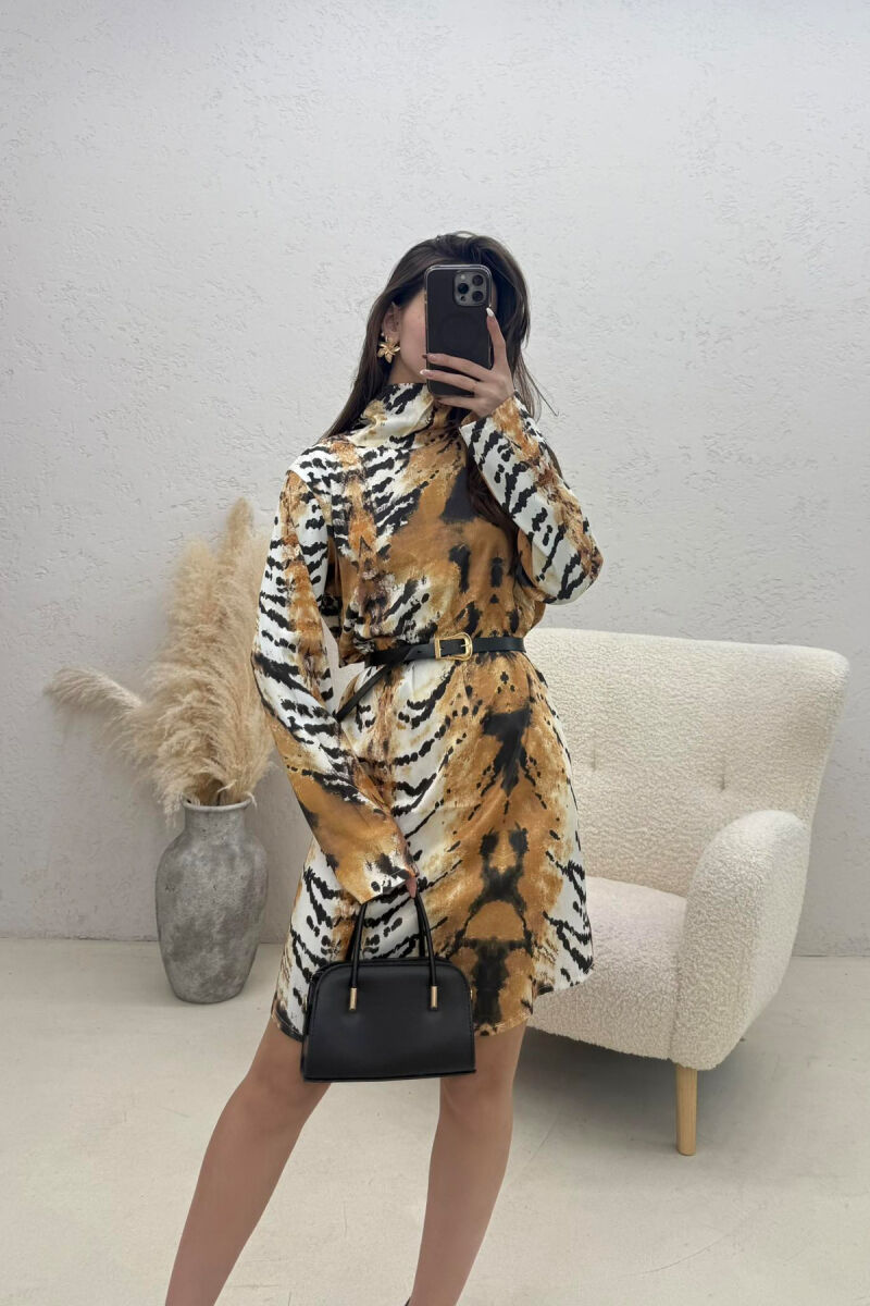 BELT DETAIL LONG SLEEVE WOMAN DRESS LEO/LEOPARD - 1