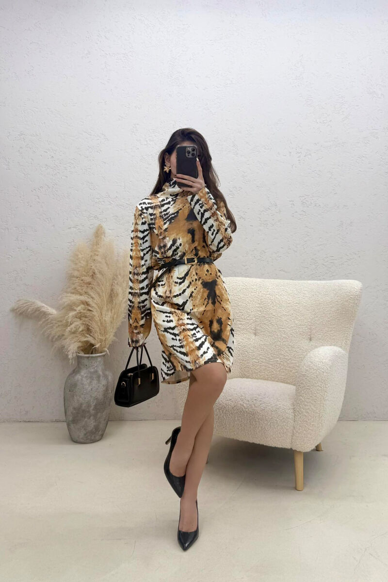 BELT DETAIL LONG SLEEVE WOMAN DRESS LEO/LEOPARD - 2