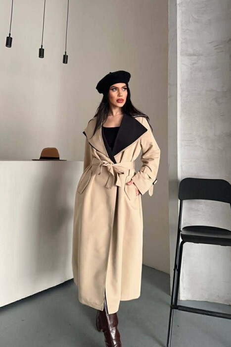 PARDESY E GJATE DHE ME DETAJIN E RRIPT PER FEMRA NE NGJYRE BEZHE - KLAUDIO FASHION