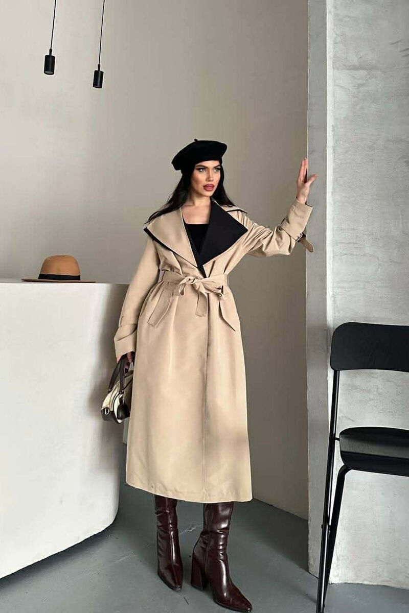 BELT DETAIL LONG WOMAN TRENCH COAT BEIGE/BEZHE - 2