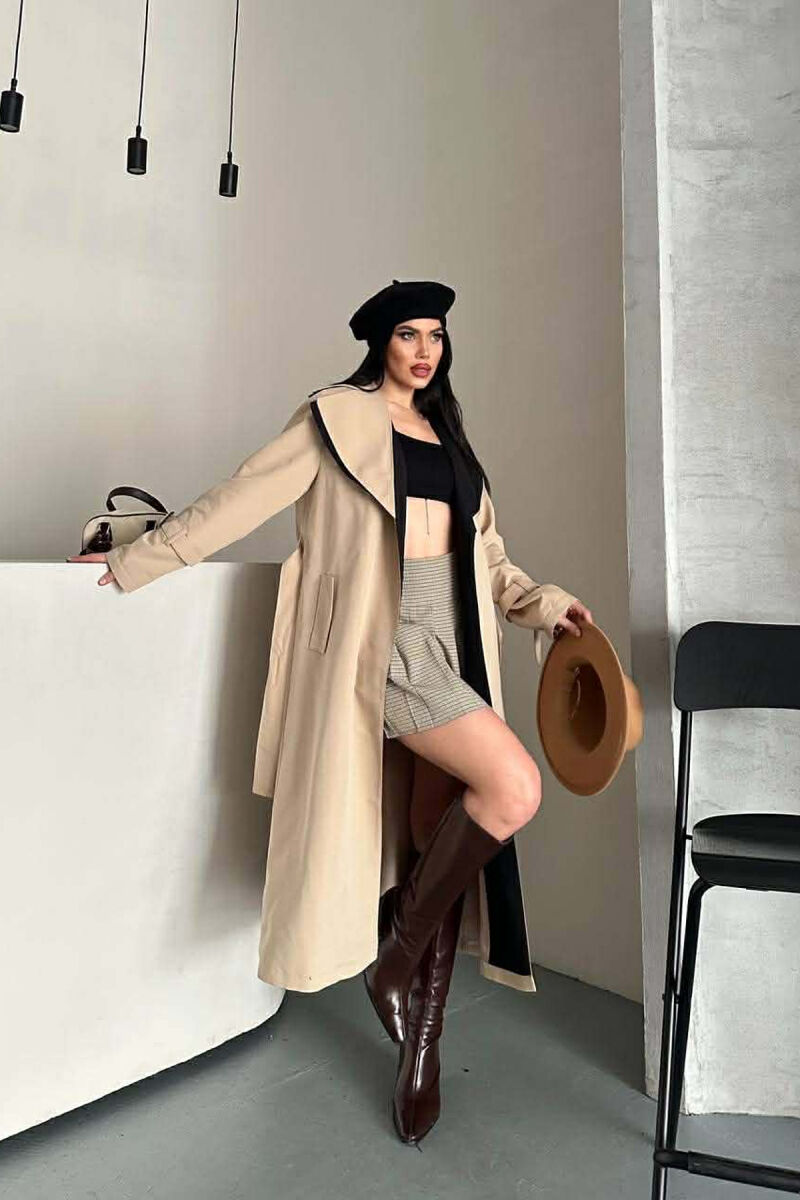 BELT DETAIL LONG WOMAN TRENCH COAT BEIGE/BEZHE - 4