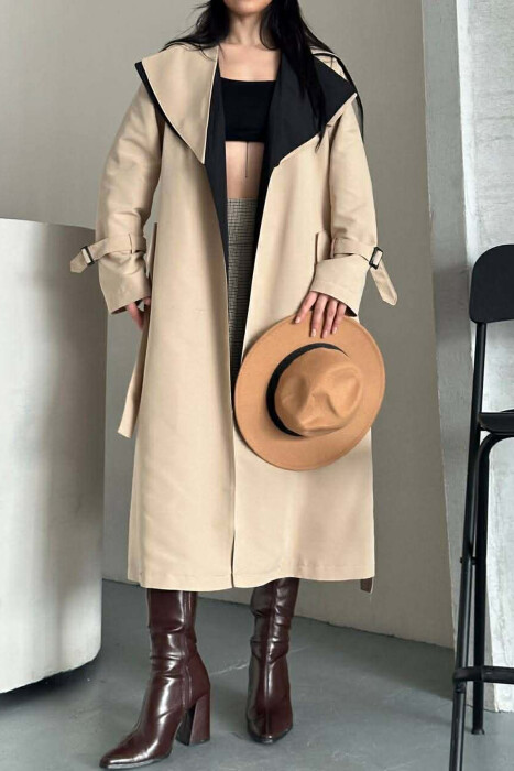 BELT DETAIL LONG WOMAN TRENCH COAT BEIGE/BEZHE - 5