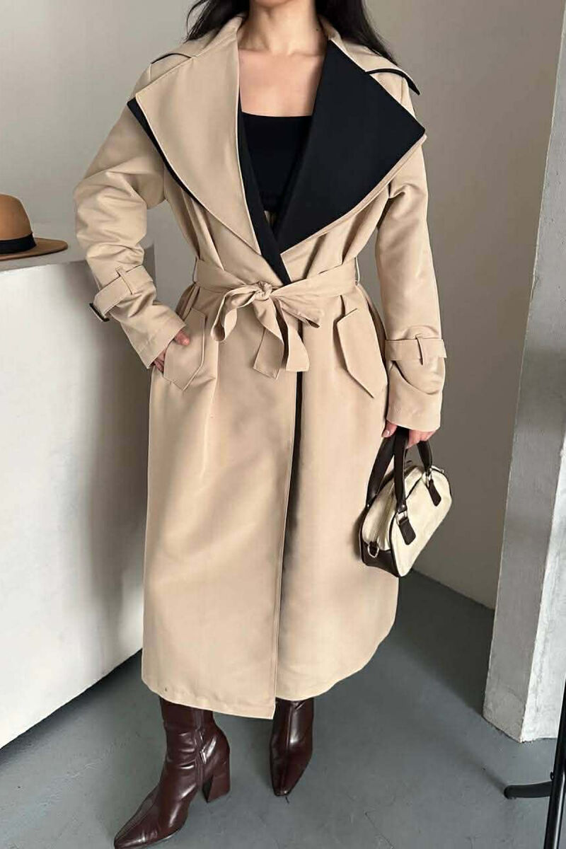 BELT DETAIL LONG WOMAN TRENCH COAT BEIGE/BEZHE - 6
