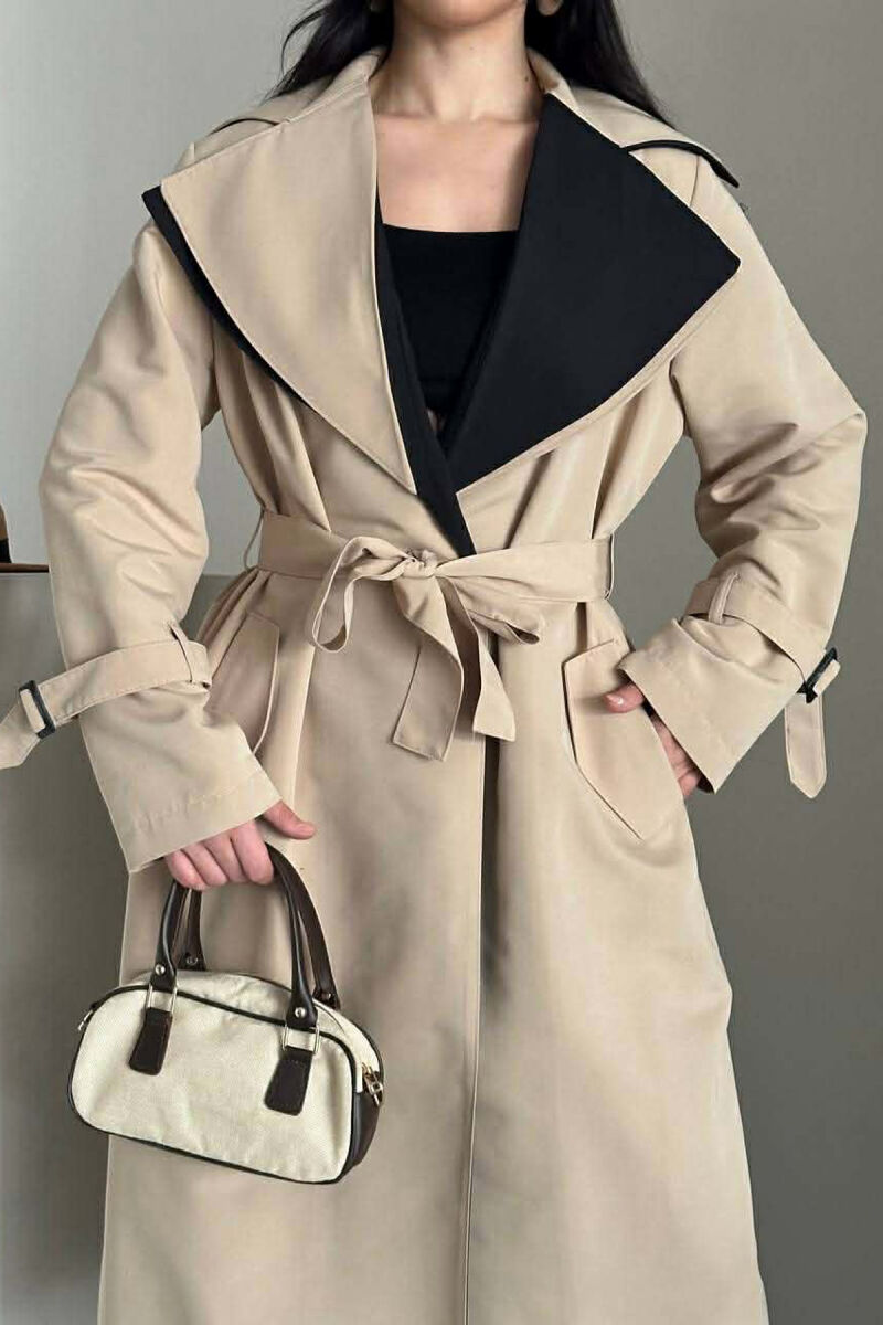 BELT DETAIL LONG WOMAN TRENCH COAT BEIGE/BEZHE - 7