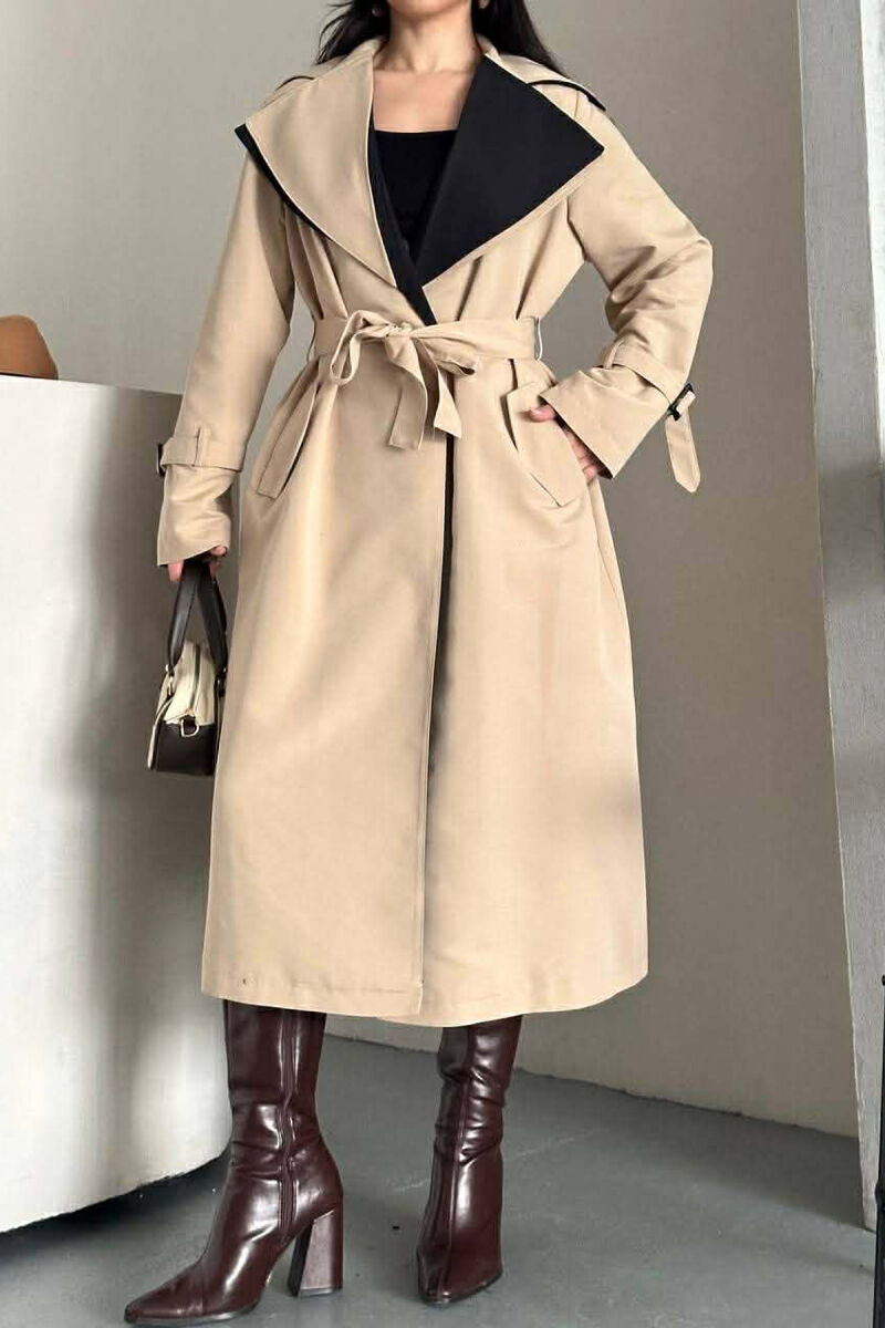 BELT DETAIL LONG WOMAN TRENCH COAT BEIGE/BEZHE - 8
