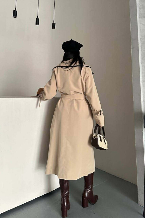 BELT DETAIL LONG WOMAN TRENCH COAT BEIGE/BEZHE - 9