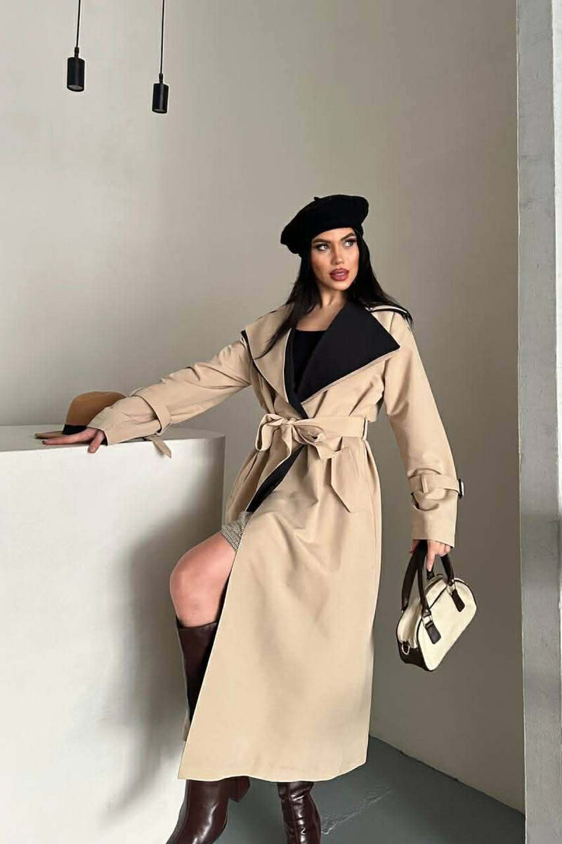 BELT DETAIL LONG WOMAN TRENCH COAT BEIGE/BEZHE - 11