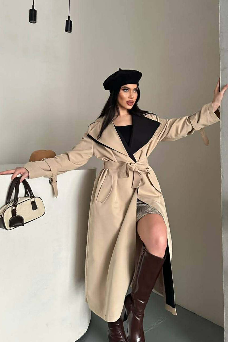 BELT DETAIL LONG WOMAN TRENCH COAT BEIGE/BEZHE - 12