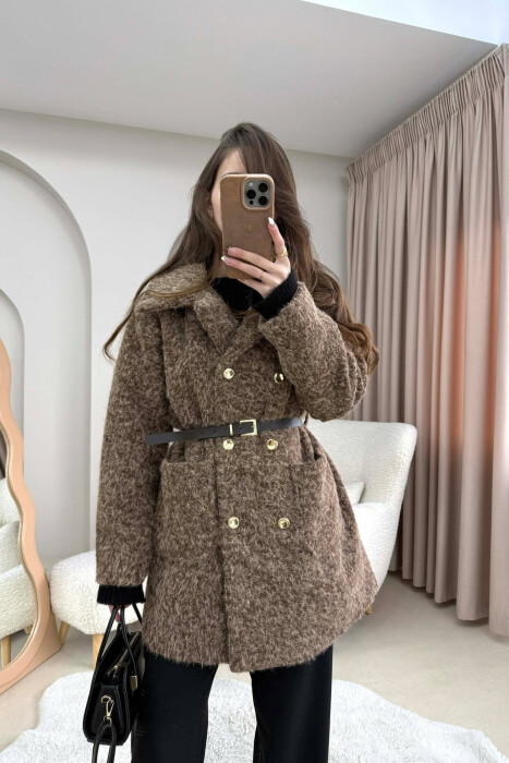 XHAKETE E THJESHTE ME DETAJIN E RRIPIT PER FEMRA NE NGJYRE KAFE - KLAUDIO FASHION