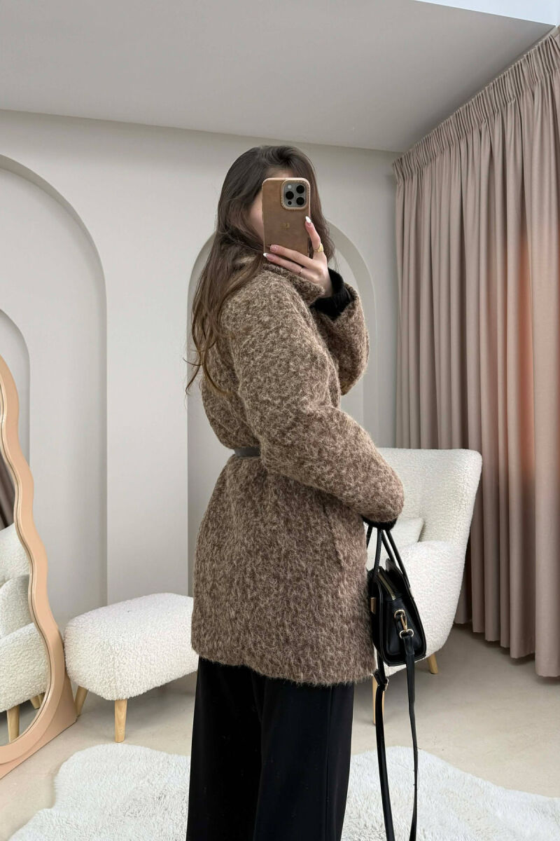 BELT DETAIL MEDIUM WOMAN JACKET BROWN/KAFE - 3