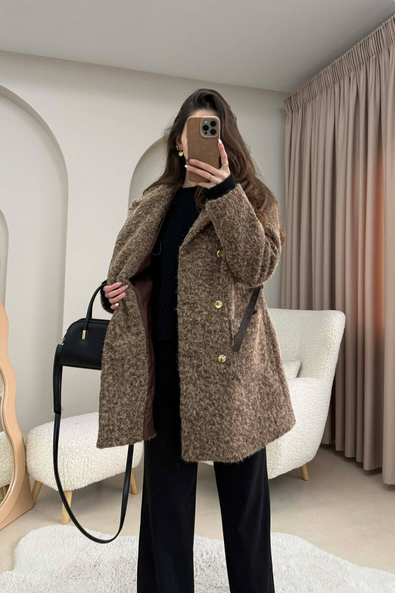 BELT DETAIL MEDIUM WOMAN JACKET BROWN/KAFE - 5