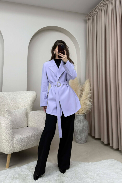 BELT DETAIL ONE COLOR WOMEN JACKET PURPLE/LEJLA - 1