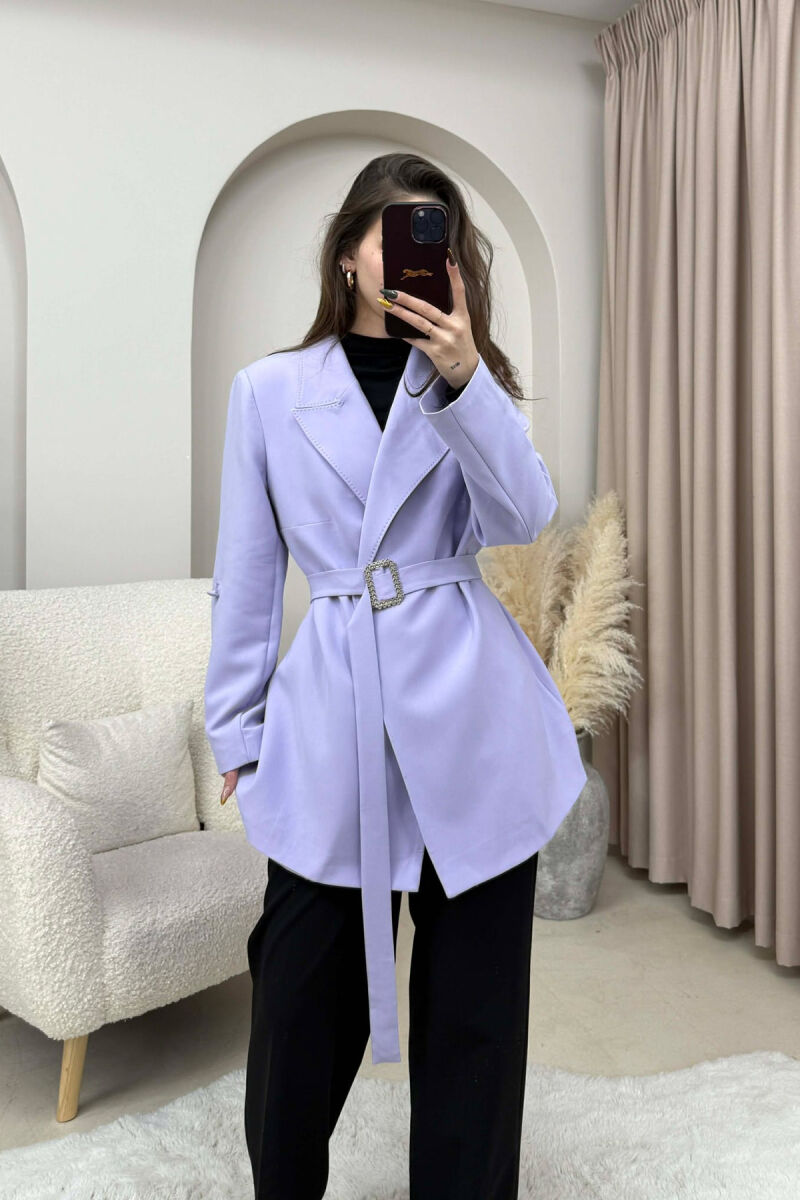 BELT DETAIL ONE COLOR WOMEN JACKET PURPLE/LEJLA - 3