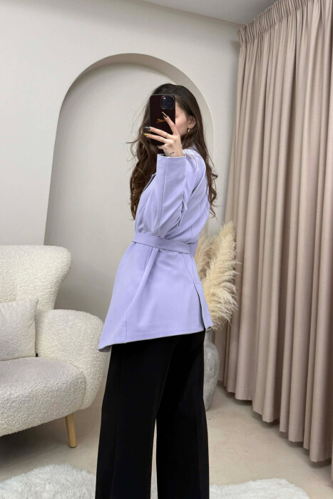 BELT DETAIL ONE COLOR WOMEN JACKET PURPLE/LEJLA - 4