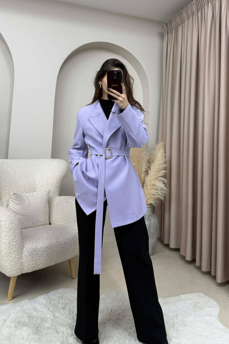 BELT DETAIL ONE COLOR WOMEN JACKET PURPLE/LEJLA - 2