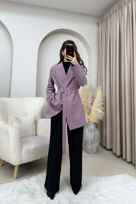 BELT DETAIL ONE COLOR WOMEN JACKET VINEGAR/UTHULL - 