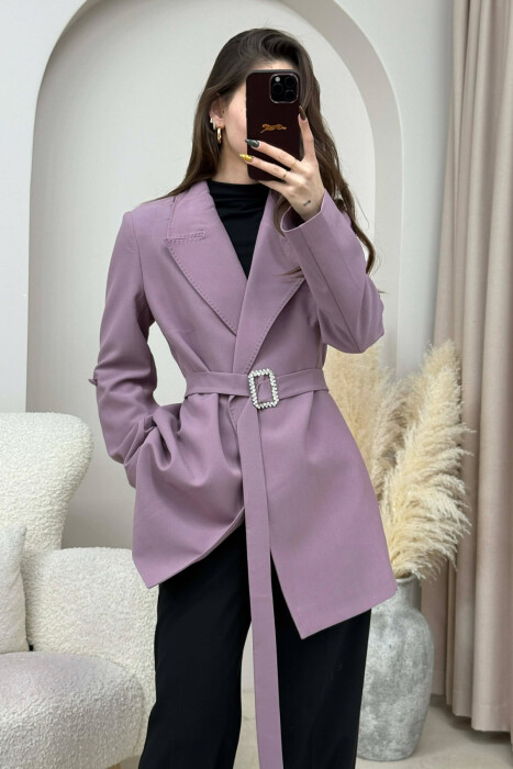 BELT DETAIL ONE COLOR WOMEN JACKET VINEGAR/UTHULL - 2