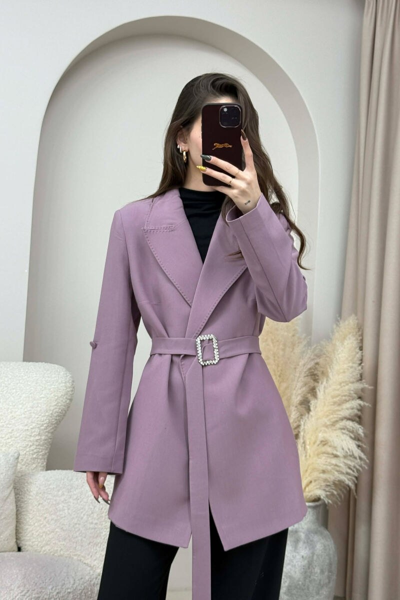 BELT DETAIL ONE COLOR WOMEN JACKET VINEGAR/UTHULL - 3