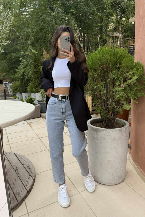 BELT DETAIL ONE COLOR WOMEN JEANS LIGHTBLUE/BZ - 2