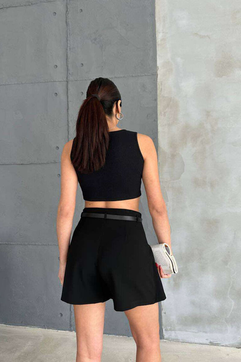 BELT DETAIL ONE COLOR WOMEN SKORT BLACK/ E ZEZE - 2