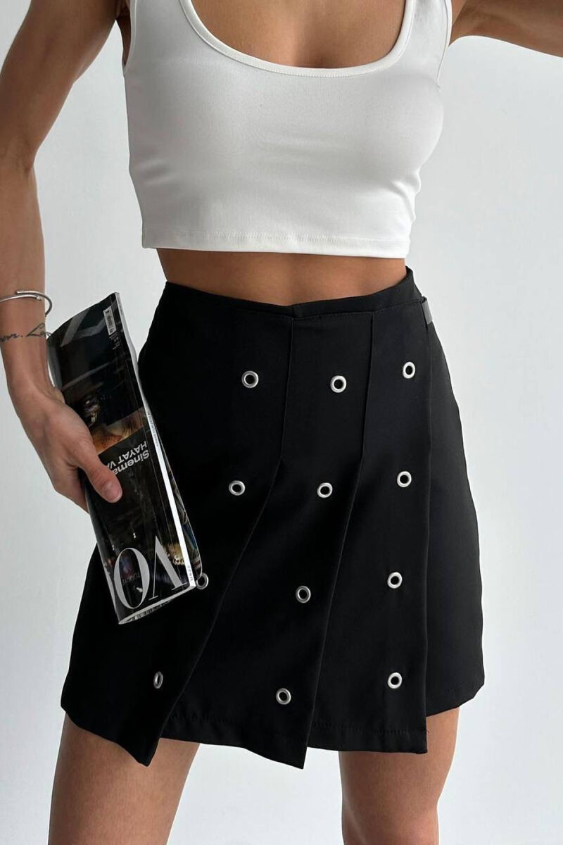 BELT DETAIL ONE COLOR WOMEN SKORT BLACK/ E ZEZE - 1