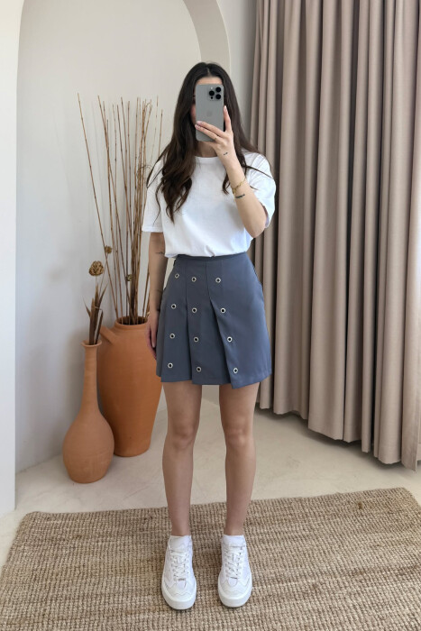 BELT DETAIL ONE COLOR WOMEN SKORT GREY/GRI 