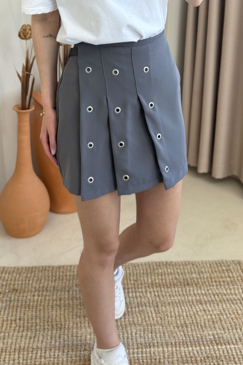 BELT DETAIL ONE COLOR WOMEN SKORT GREY/GRI - 2
