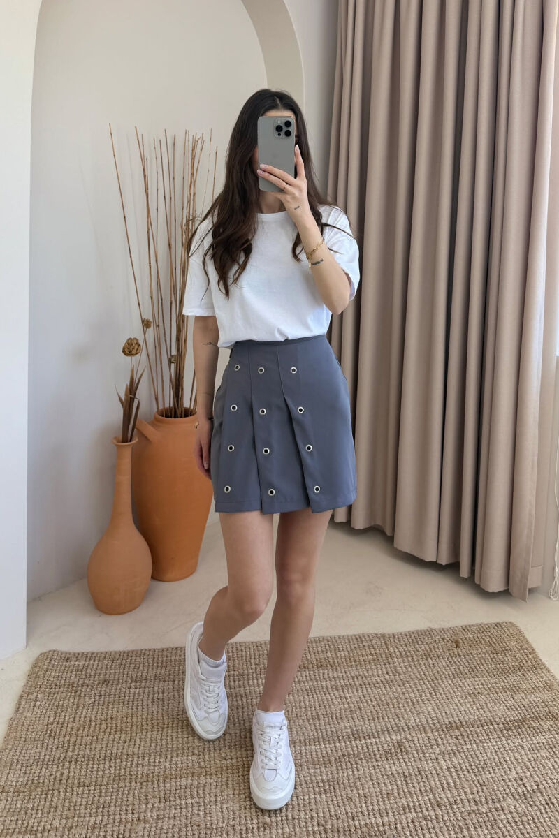 BELT DETAIL ONE COLOR WOMEN SKORT GREY/GRI - 5
