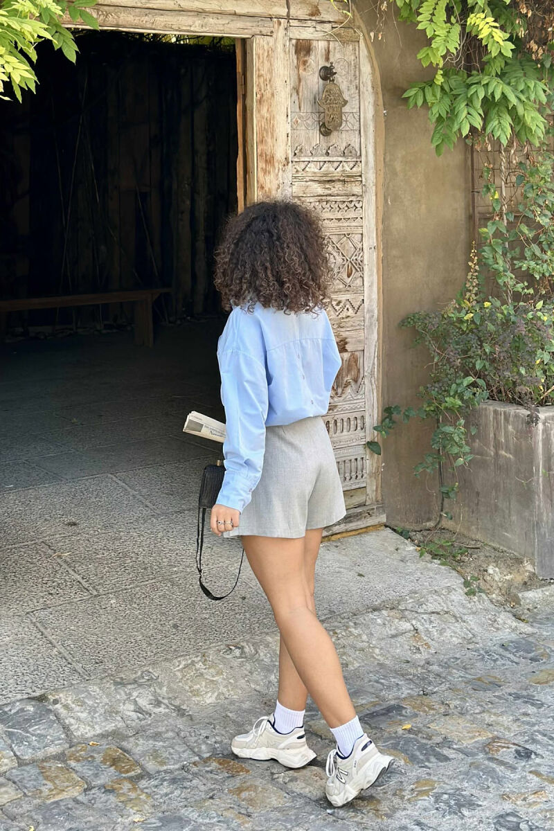 BELT DETAIL ONE COLOR WOMEN SKORT LIGHT GREY/GZ - 3