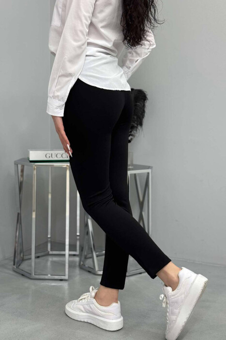 BELT DETAIL WOMEN TROUSERS IN BLACK COLOR - 3