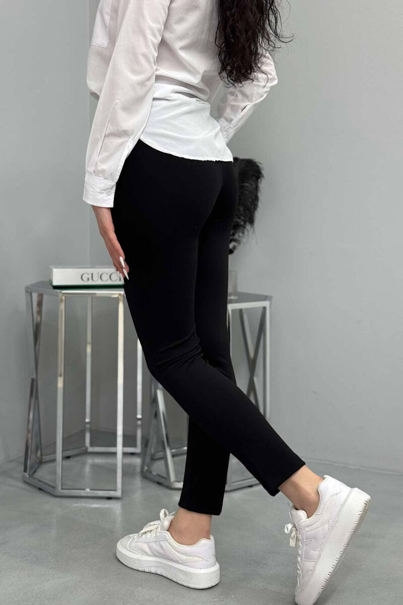 BELT DETAIL WOMEN TROUSERS IN BLACK COLOR - 3