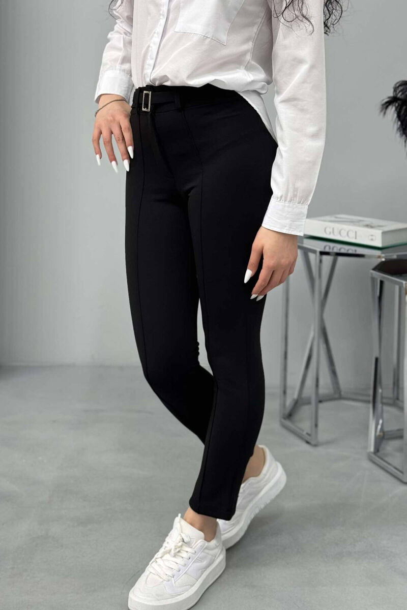 BELT DETAIL WOMEN TROUSERS IN BLACK COLOR - 5