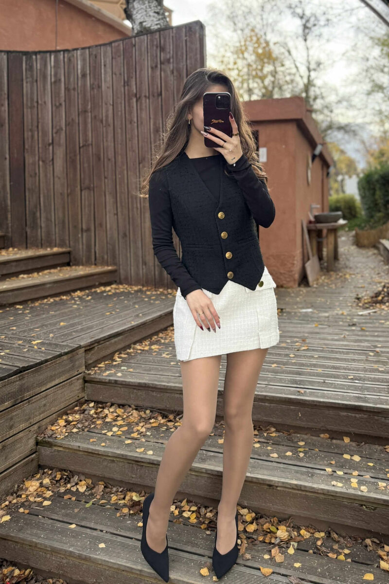 BELT DETAIL ONE COLOR WOMEN VEST BLACK/ E ZEZE - 1