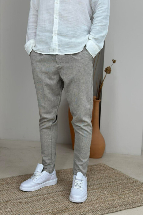 BELT DETAIL SIMPLE MEN PANTS BEIGE/BEZHE - 2