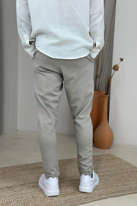 BELT DETAIL SIMPLE MEN PANTS BEIGE/BEZHE - 3