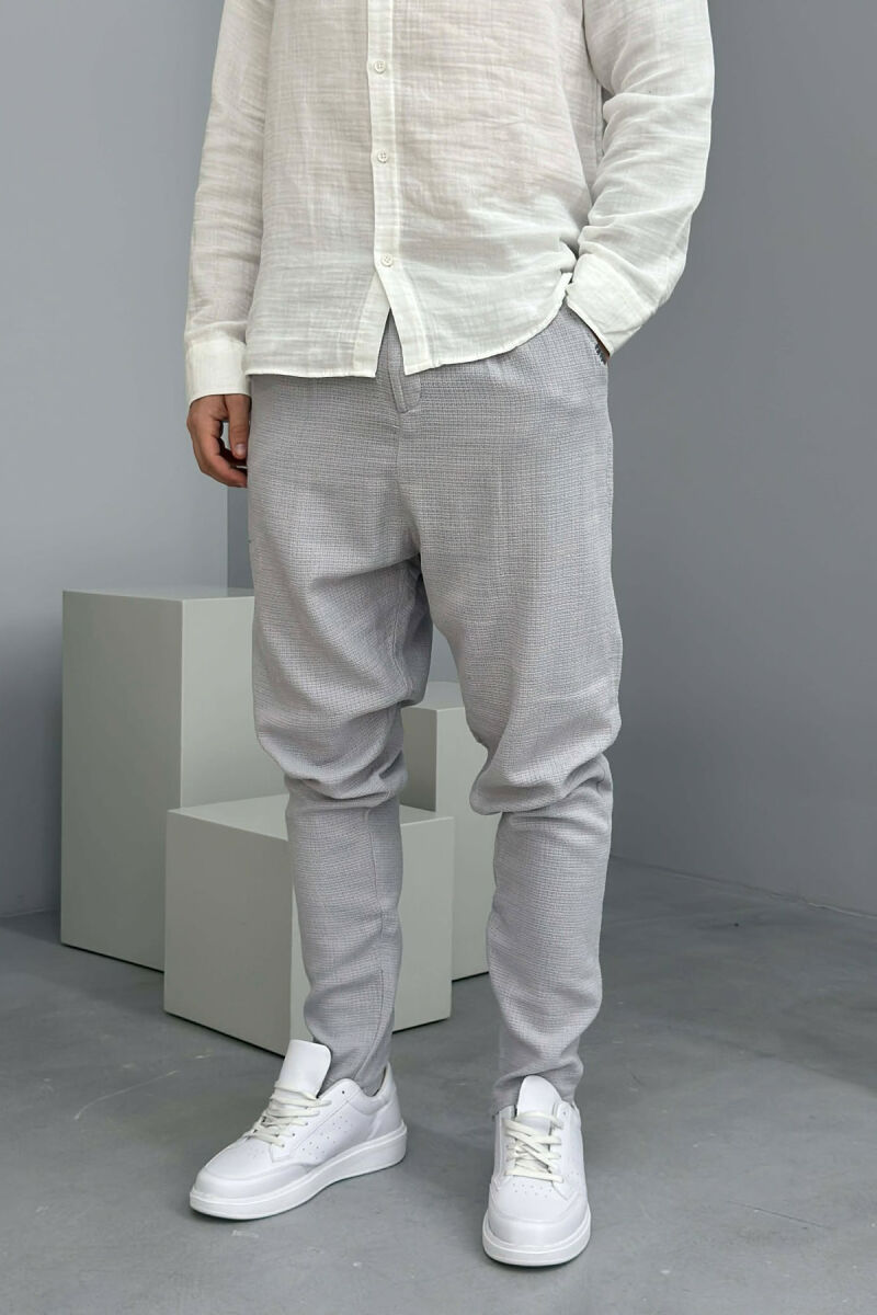 BELT DETAIL SIMPLE MEN PANTS GREY/GRI - 3