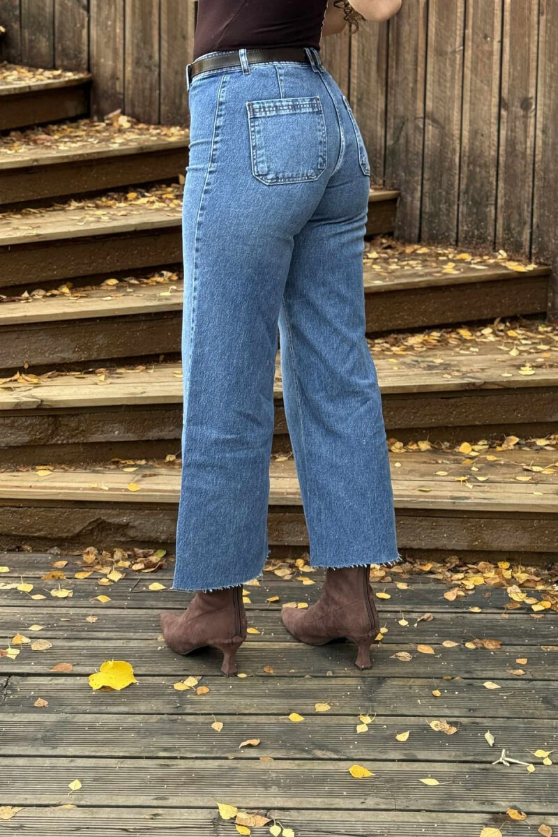 BELT DETAIL SIMPLE WOMEN JEANS BLUE/BLU - 5