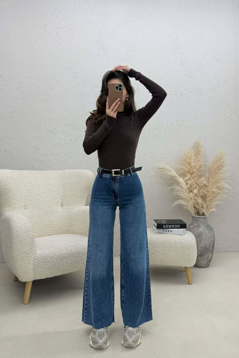 BELT DETAIL SIMPLE WOMEN JEANS BLUE/BLU - 4