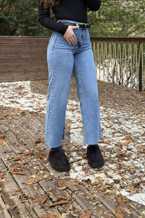 BELT DETAIL SIMPLE WOMEN JEANS LIGHTBLUE/BZ - 3