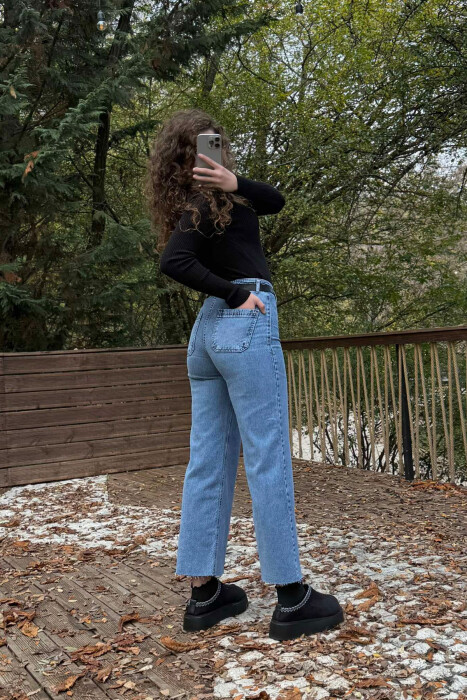 BELT DETAIL SIMPLE WOMEN JEANS LIGHTBLUE/BZ - 5