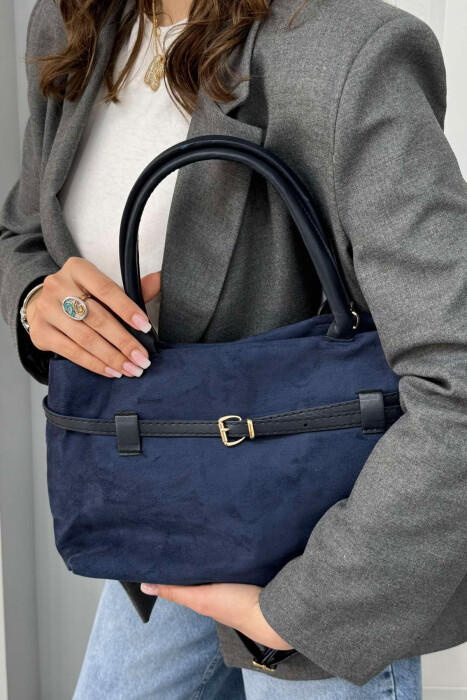 BELT DETAIL VELVET WOMAN BAG BLUE/BLU - 6