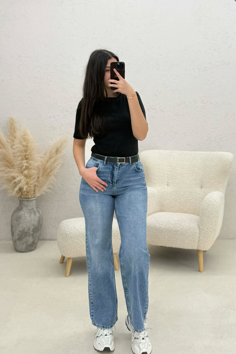 BELT DETAIL WIDE LEG WOMAN JEANS LIGHTBLUE/BZ - 1