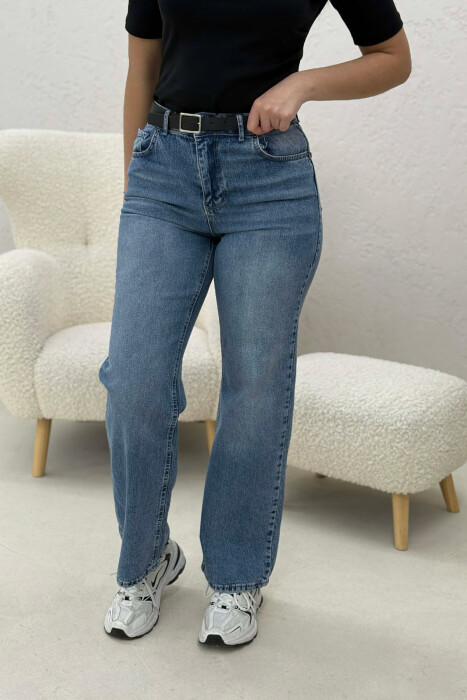 BELT DETAIL WIDE LEG WOMAN JEANS LIGHTBLUE/BZ - 2