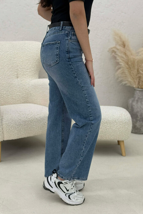 BELT DETAIL WIDE LEG WOMAN JEANS LIGHTBLUE/BZ - 4