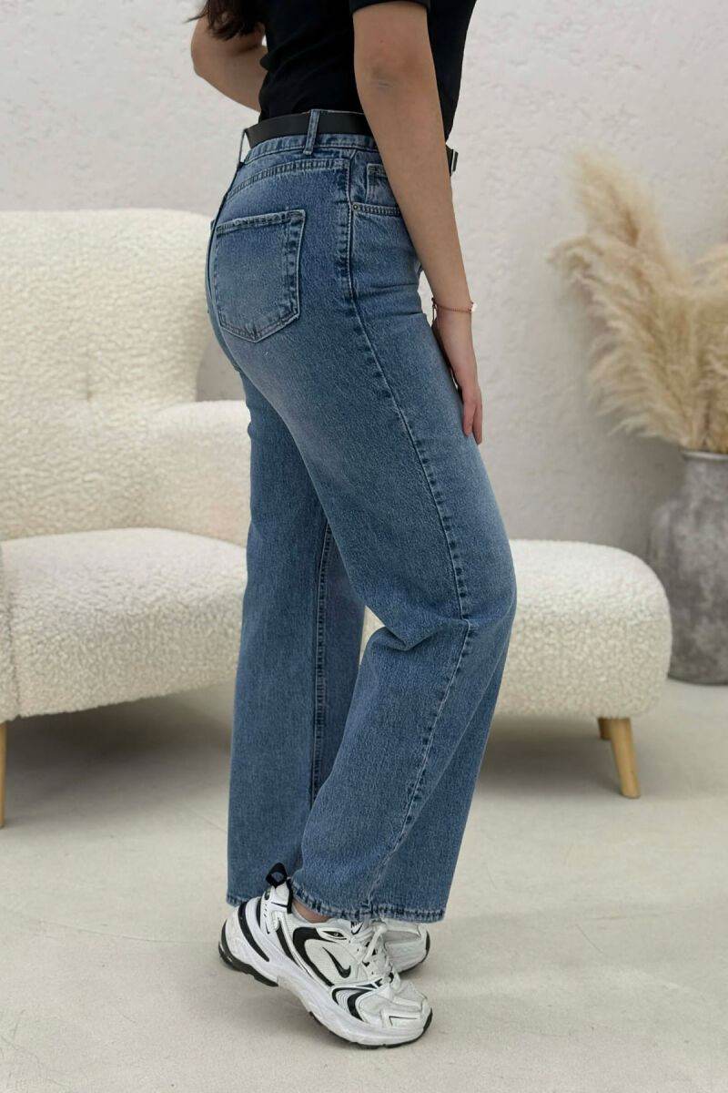 BELT DETAIL WIDE LEG WOMAN JEANS LIGHTBLUE/BZ - 4