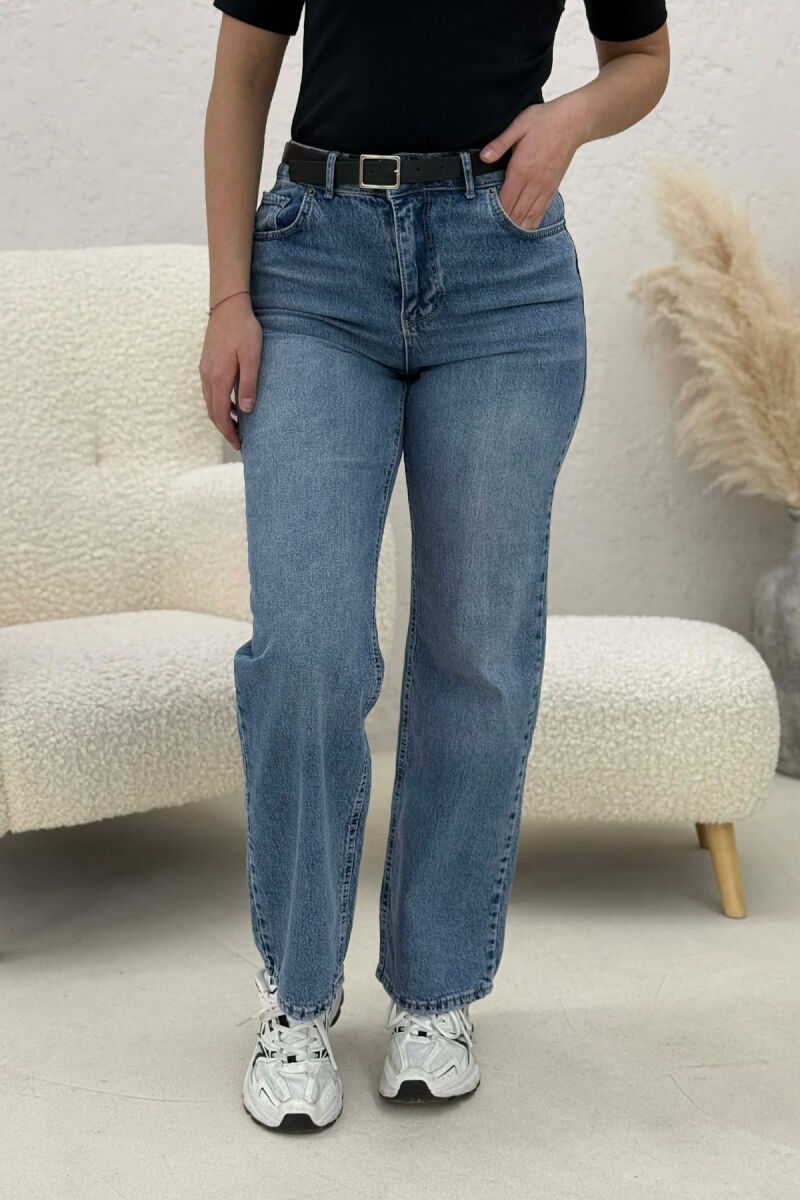 BELT DETAIL WIDE LEG WOMAN JEANS LIGHTBLUE/BZ - 5