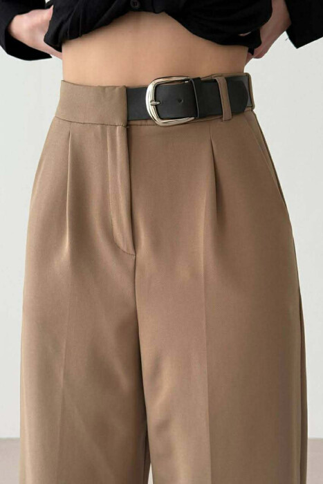 BELT DETAIL WIDE LEG WOMAN TROUSERS BEIGE/BEZHE - 2