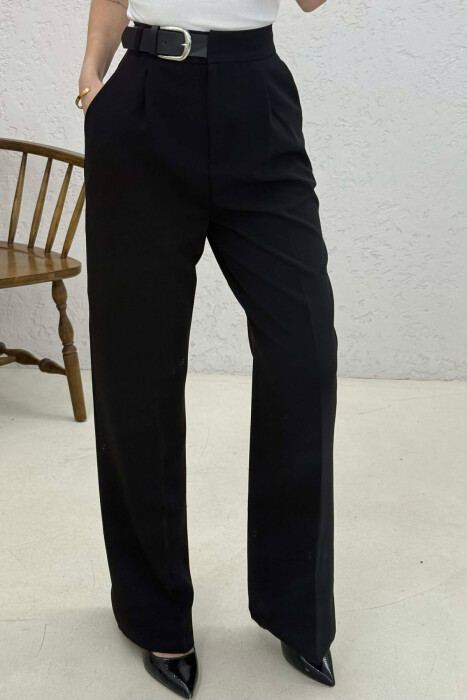 BELT DETAIL WIDE LEG WOMAN TROUSERS BLACK/ E ZEZE - 3